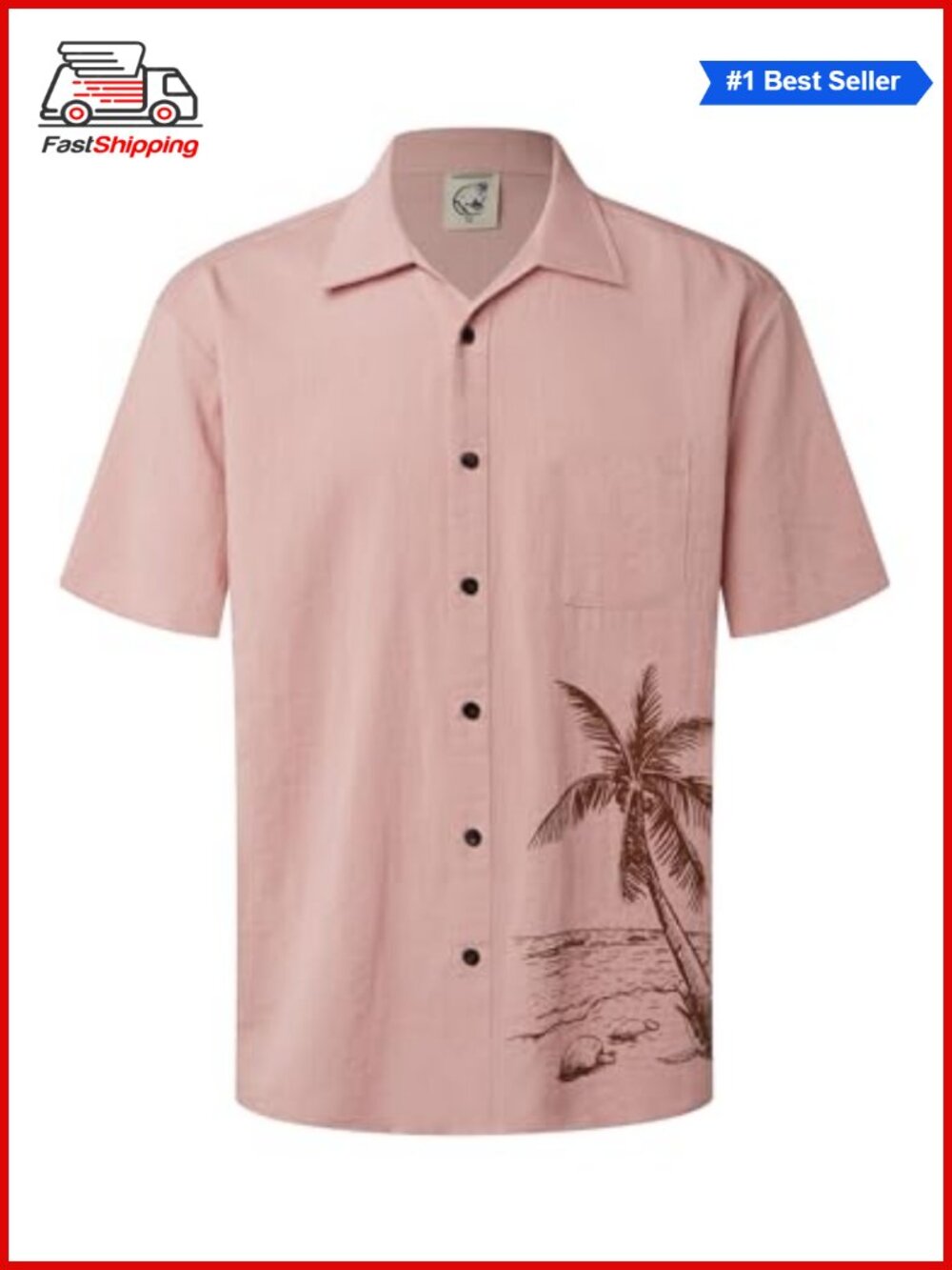 ✨Hardaddy Men's Hawaiian Button Down Shirt Short Sleeve Coconut Print Beach